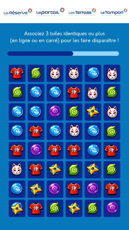Aperçu mobile du jeu-concours Match 3 personnalisé aux couleurs d'une marque