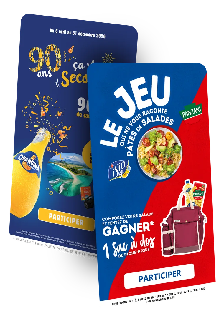 Deux jeux-concours sur-mesure créés par Gamiflow pour Orangina et Panzani, affichés sur mobile
